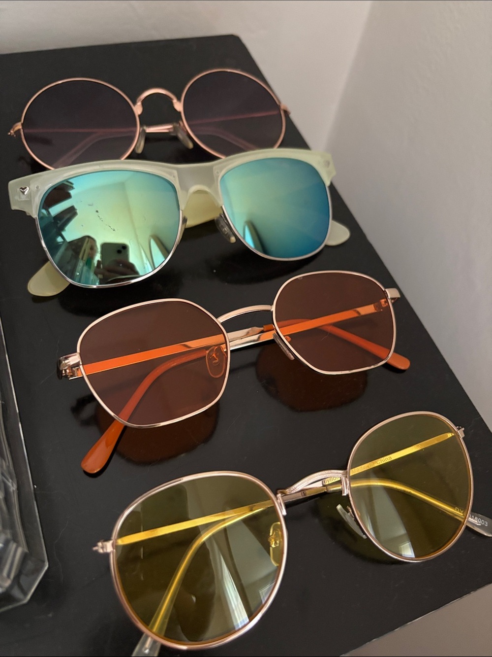 Bohemian mirror  Round Retro Sunglasses - Mint/green orange yellow purple
